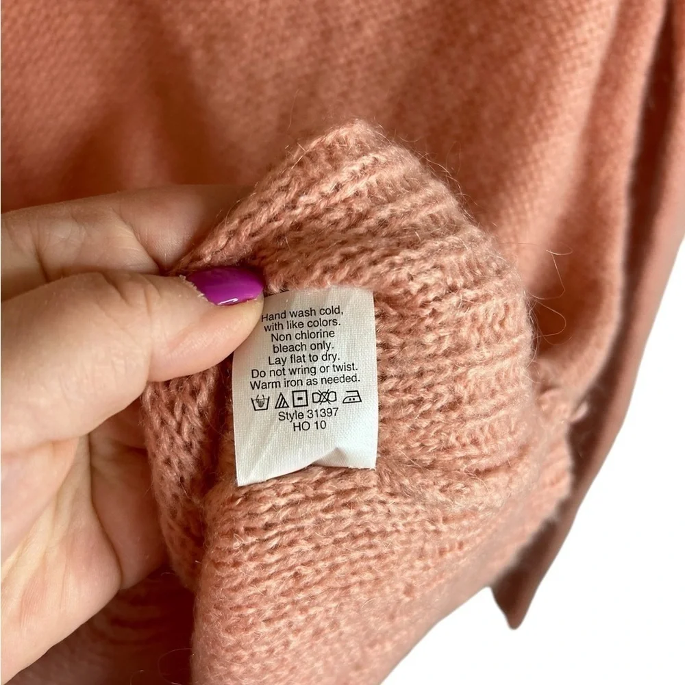 J. Crew Blush Pink Mohair Wool Blend Dolce Shawl Collar Sweater Women’s Sz Med